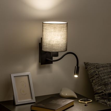 Brilagi - LED Flexibilná nástenná lampa NUBILA 1xE27/25W/230V + LED/3W čierna/antracit