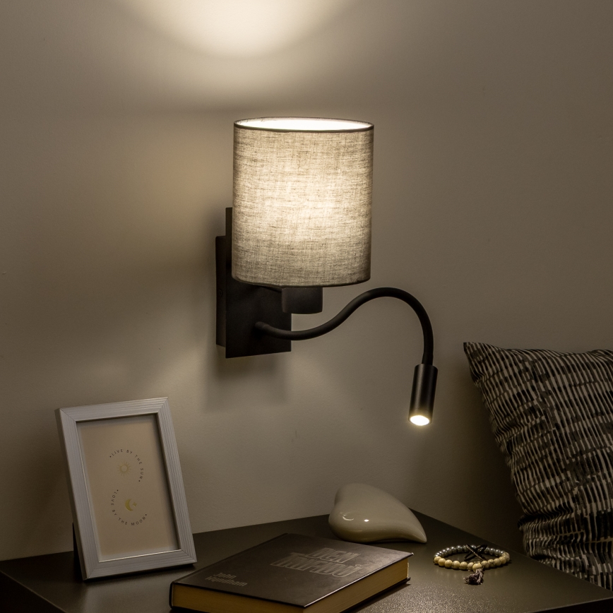 Brilagi - LED Flexibilná nástenná lampa NUBILA 1xE27/25W/230V + LED/3W čierna/antracit