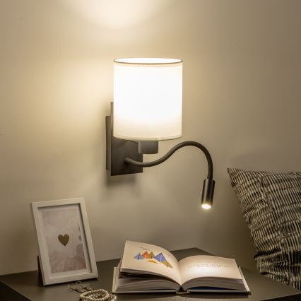 Brilagi - LED Flexibilná nástenná lampa NUBILA 1xE27/25W/230V + LED/3W čierna/biela