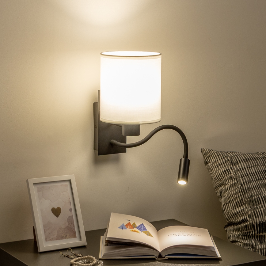 Brilagi - LED Flexibilná nástenná lampa NUBILA 1xE27/25W/230V + LED/3W čierna/biela