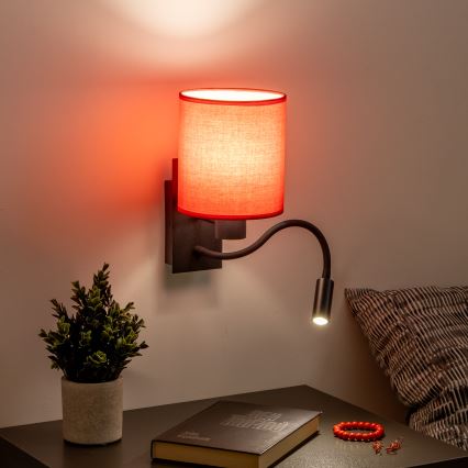 Brilagi - LED Flexibilná nástenná lampa NUBILA 1xE27/25W/230V + LED/3W čierna/červená