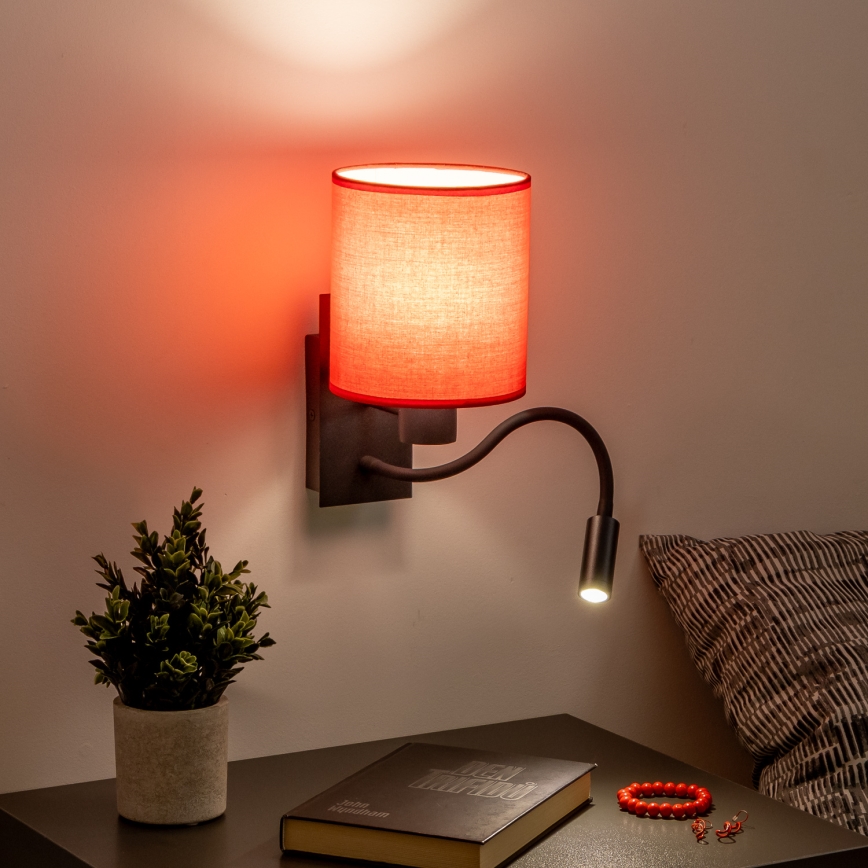 Brilagi - LED Flexibilná nástenná lampa NUBILA 1xE27/25W/230V + LED/3W čierna/červená
