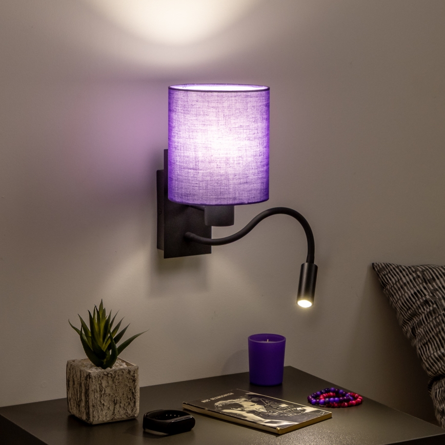 Brilagi - LED Flexibilná nástenná lampa NUBILA 1xE27/25W/230V + LED/3W čierna/fialová