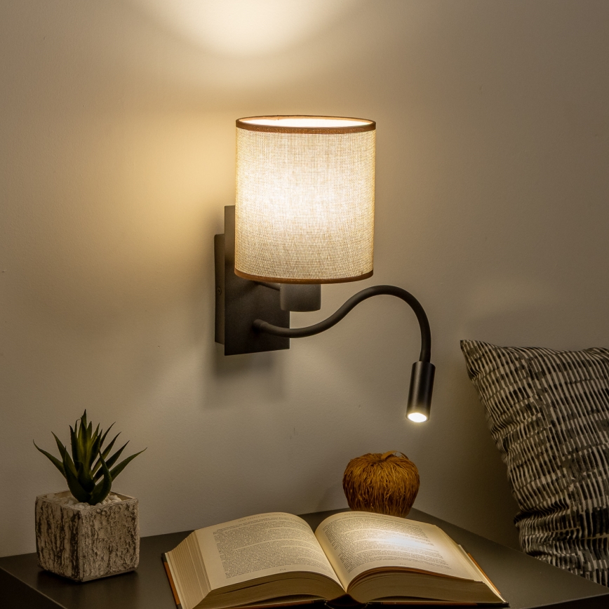 Brilagi - LED Flexibilná nástenná lampa NUBILA 1xE27/25W/230V + LED/3W čierna/hnedá