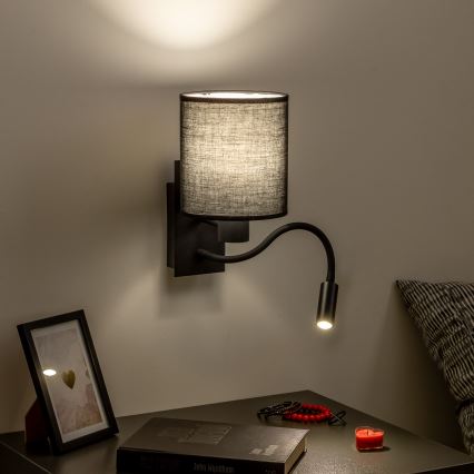 Brilagi - LED Flexibilná nástenná lampa NUBILA 1xE27/25W/230V + LED/3W čierna