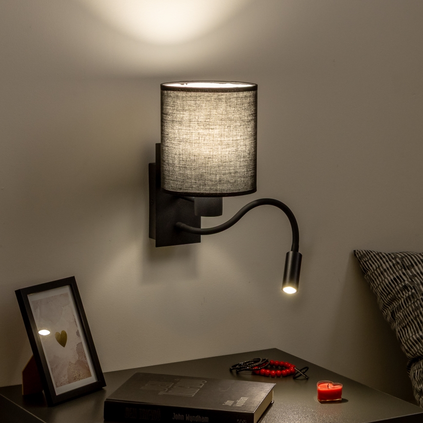 Brilagi - LED Flexibilná nástenná lampa NUBILA 1xE27/25W/230V + LED/3W čierna