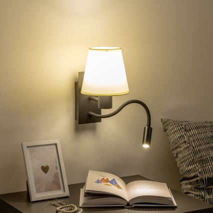Brilagi - LED Flexibilná nástenná lampa NUBILA 1xE27/25W/230V + LED/3W čierna/krémová