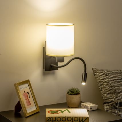 Brilagi - LED Flexibilná nástenná lampa NUBILA 1xE27/25W/230V + LED/3W čierna/krémová