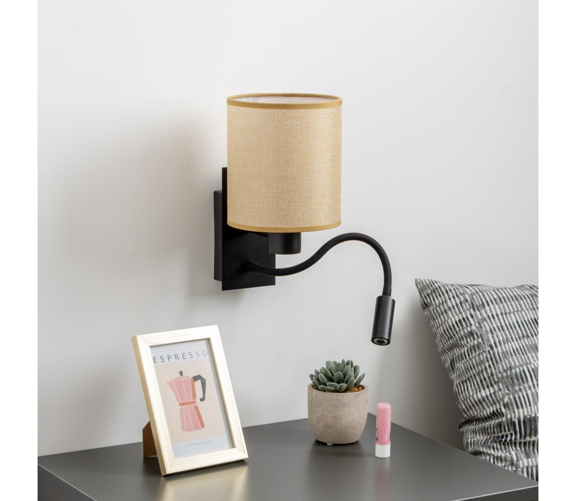 Brilagi - LED Nástenná lampa NUBILA 1xE27/25W/230V+LED/3W čierna/svetlohnedá BG1558+BG1584