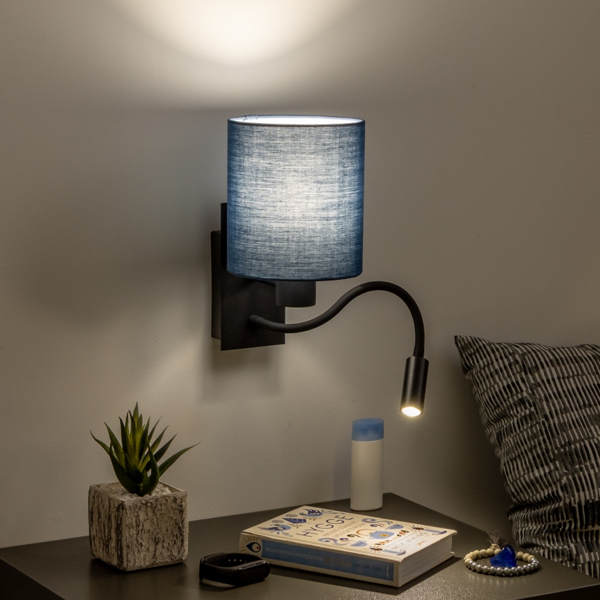 Brilagi - LED Flexibilná nástenná lampa NUBILA 1xE27/25W/230V + LED/3W čierna/tmavomodrá