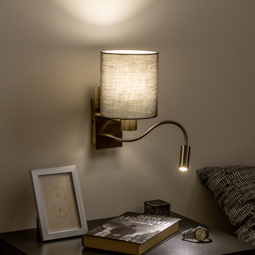 Brilagi - LED Flexibilná nástenná lampa NUBILA 1xE27/25W/230V + LED/3W mosadz/antracit