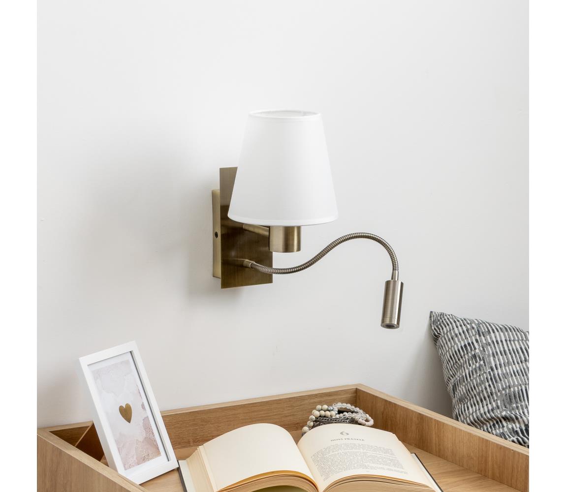 Brilagi - LED Nástenná lampa NUBILA 1xE27/25W/230V + LED/3W mosadz/biela BG1557+BG1573