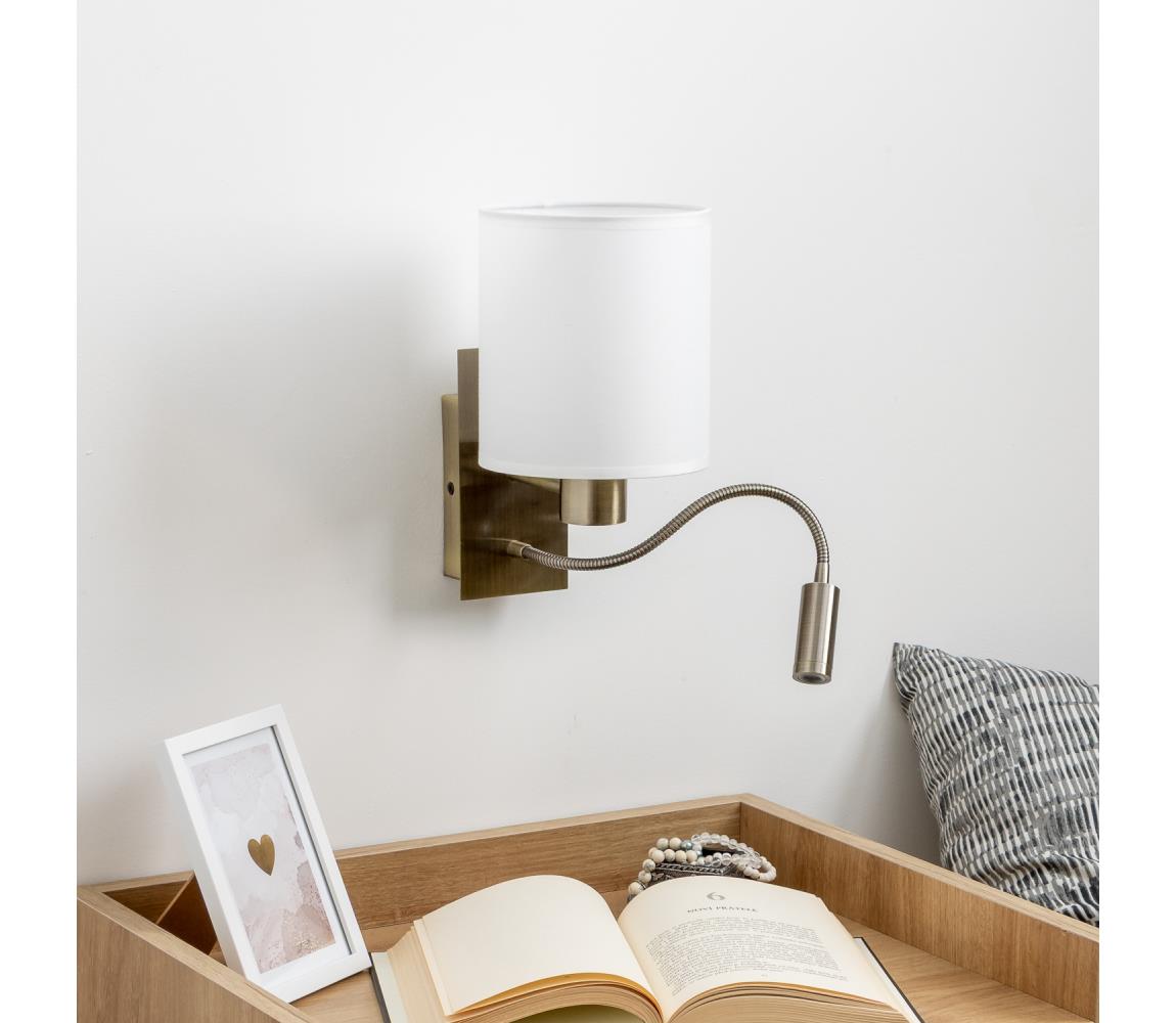 Brilagi - LED Nástenná lampa NUBILA 1xE27/25W/230V + LED/3W mosadz/biela BG1557+BG1586