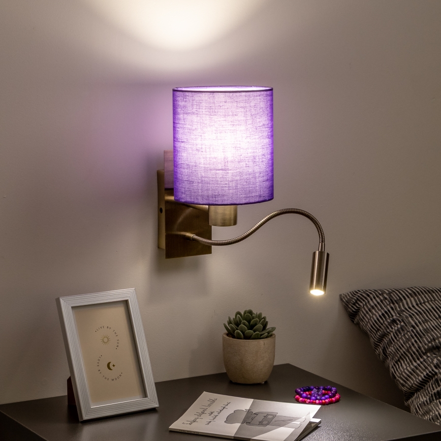 Brilagi - LED Flexibilná nástenná lampa NUBILA 1xE27/25W/230V + LED/3W mosadz/fialová