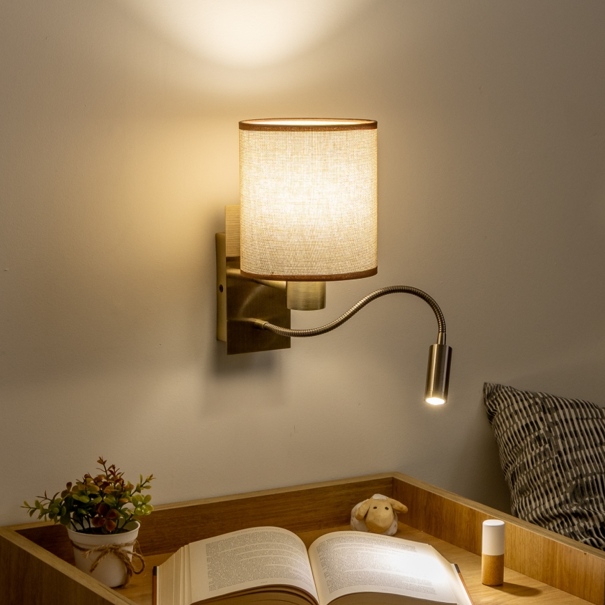 Brilagi - LED Flexibilná nástenná lampa NUBILA 1xE27/25W/230V + LED/3W mosadz/hnedá