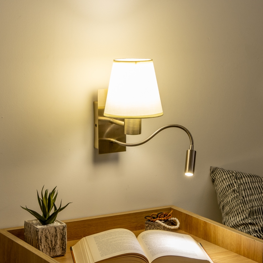 Brilagi - LED Flexibilná nástenná lampa NUBILA 1xE27/25W/230V + LED/3W mosadz/krémová