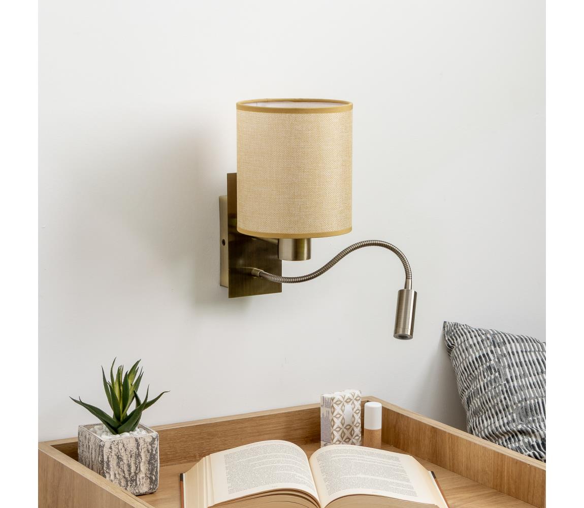 Brilagi - LED Nástenná lampa NUBILA 1xE27/25W/230V+LED/3W mosadz/svetlohnedá BG1557+BG1584
