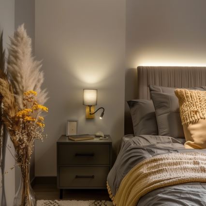 Brilagi - LED Flexibilná nástenná lampa NUBILA WOOD 1xE27/25W/230V + LED/3W dub/antracit