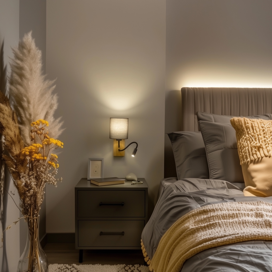 Brilagi - LED Flexibilná nástenná lampa NUBILA WOOD 1xE27/25W/230V + LED/3W dub/antracit