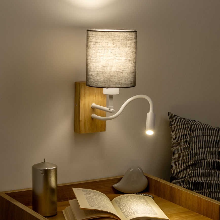 Brilagi - LED Flexibilná nástenná lampa NUBILA WOOD 1xE27/25W/230V + LED/3W dub/antracit