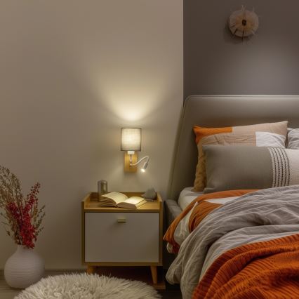 Brilagi - LED Flexibilná nástenná lampa NUBILA WOOD 1xE27/25W/230V + LED/3W dub/antracit