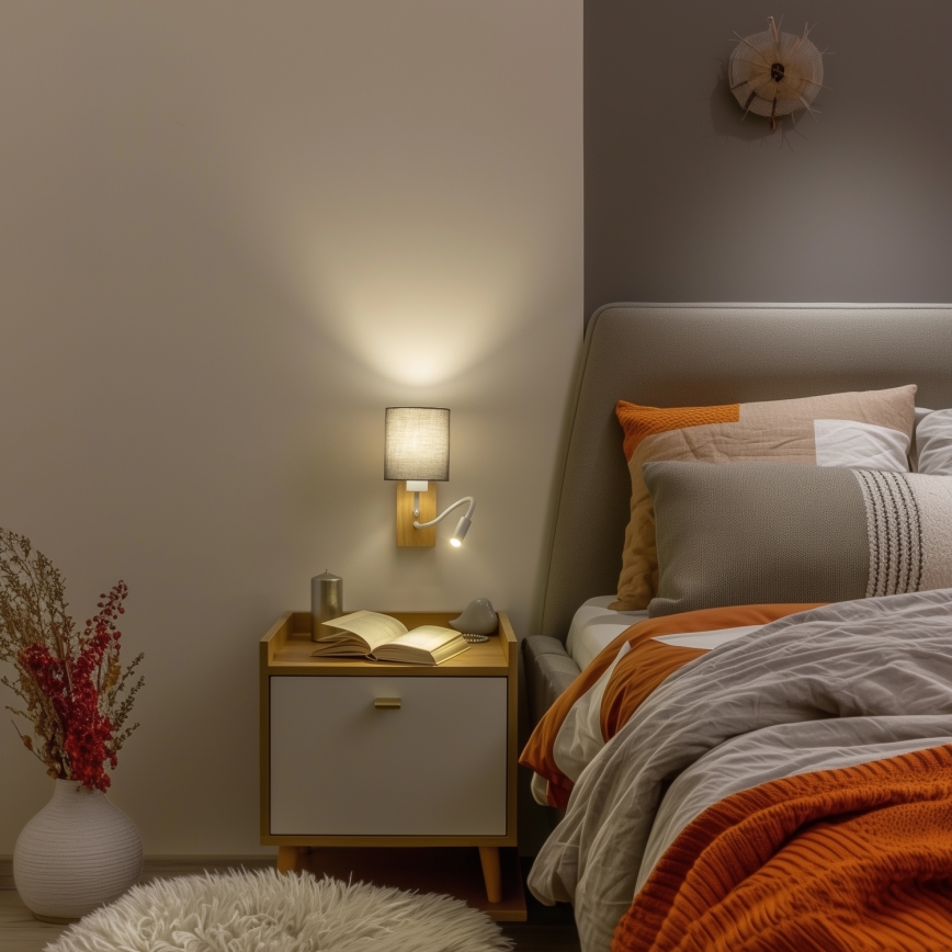 Brilagi - LED Flexibilná nástenná lampa NUBILA WOOD 1xE27/25W/230V + LED/3W dub/antracit