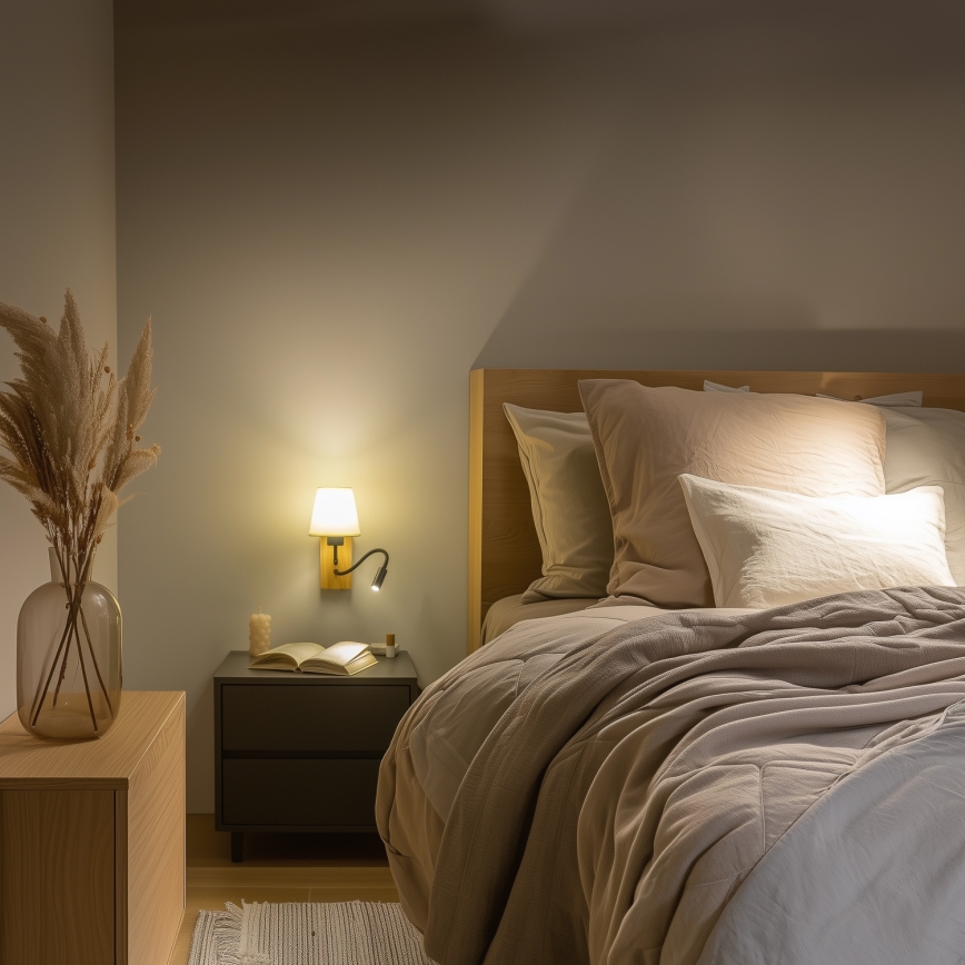 Brilagi - LED Flexibilná nástenná lampa NUBILA WOOD 1xE27/25W/230V + LED/3W dub/biela