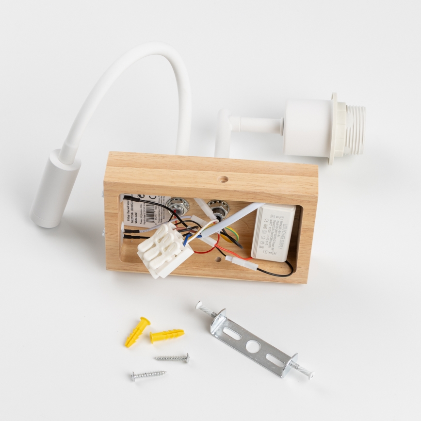 Brilagi - LED Flexibilná nástenná lampa NUBILA WOOD 1xE27/25W/230V + LED/3W dub/biela