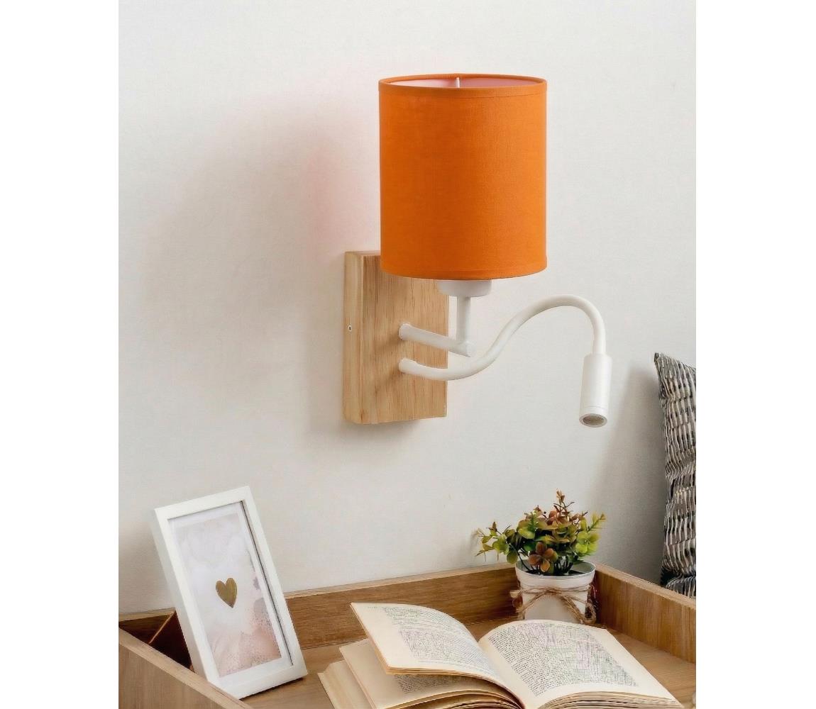 Brilagi - LED nástenná lampa NUBILA WOOD 1xE27/25W/230V + LED/3W dub/biela/oranžová BG1565+BG2453