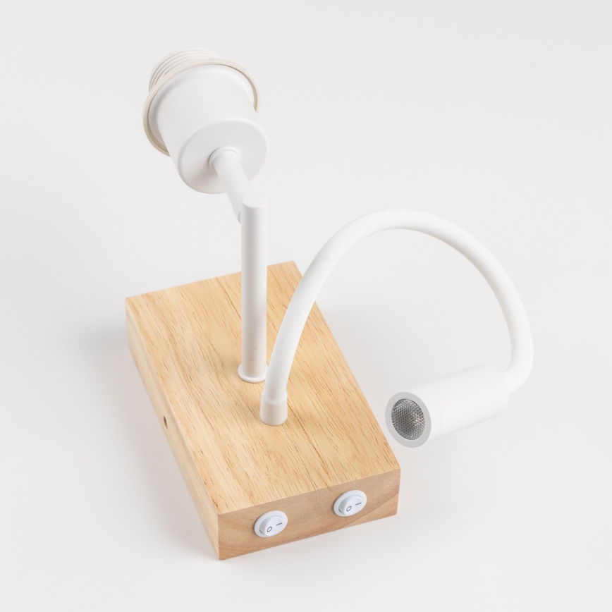 Brilagi - LED Flexibilná nástenná lampa NUBILA WOOD 1xE27/25W/230V + LED/3W dub/biela/oranžová