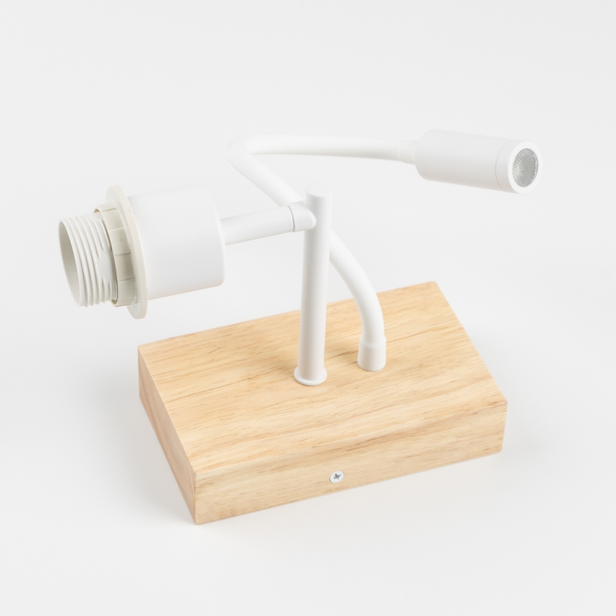 Brilagi - LED Flexibilná nástenná lampa NUBILA WOOD 1xE27/25W/230V + LED/3W dub/biela/oranžová