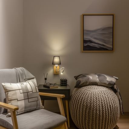 Brilagi - LED Flexibilná nástenná lampa NUBILA WOOD 1xE27/25W/230V + LED/3W dub/čierna
