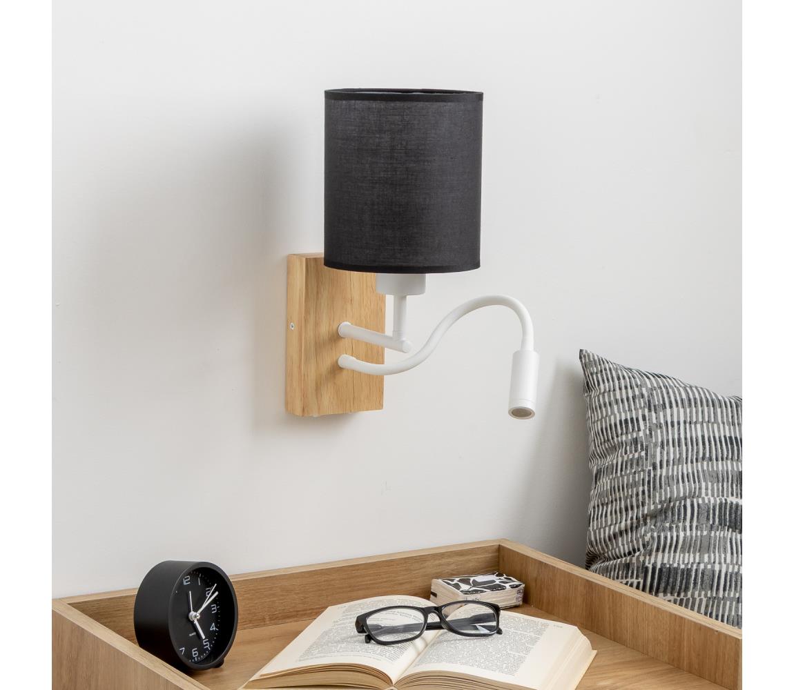 Brilagi - LED Nástenná lampa NUBILA WOOD 1xE27/25W/230V + LED/3W dub/čierna BG1565+BG1581