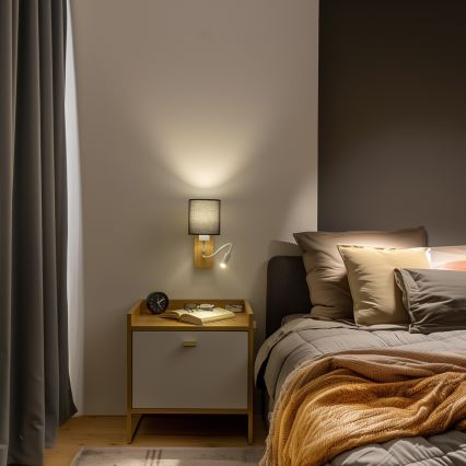 Brilagi - LED Flexibilná nástenná lampa NUBILA WOOD 1xE27/25W/230V + LED/3W dub/čierna