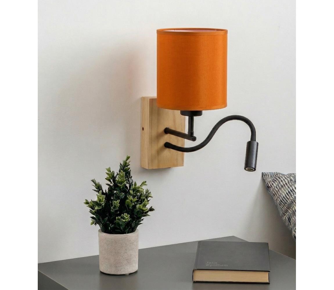 Brilagi - LED nástenná lampa NUBILA WOOD 1xE27/25W/230V + LED/3W dub/čierna/oranžová BG1564+BG2453