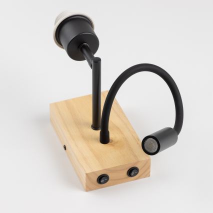 Brilagi - LED flexibilná nástenná lampa NUBILA WOOD 1xE27/25W/230V + LED/3W dub/čierna/oranžová