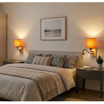 Brilagi - LED flexibilná nástenná lampa NUBILA WOOD 1xE27/25W/230V + LED/3W dub/čierna/svetlošedá