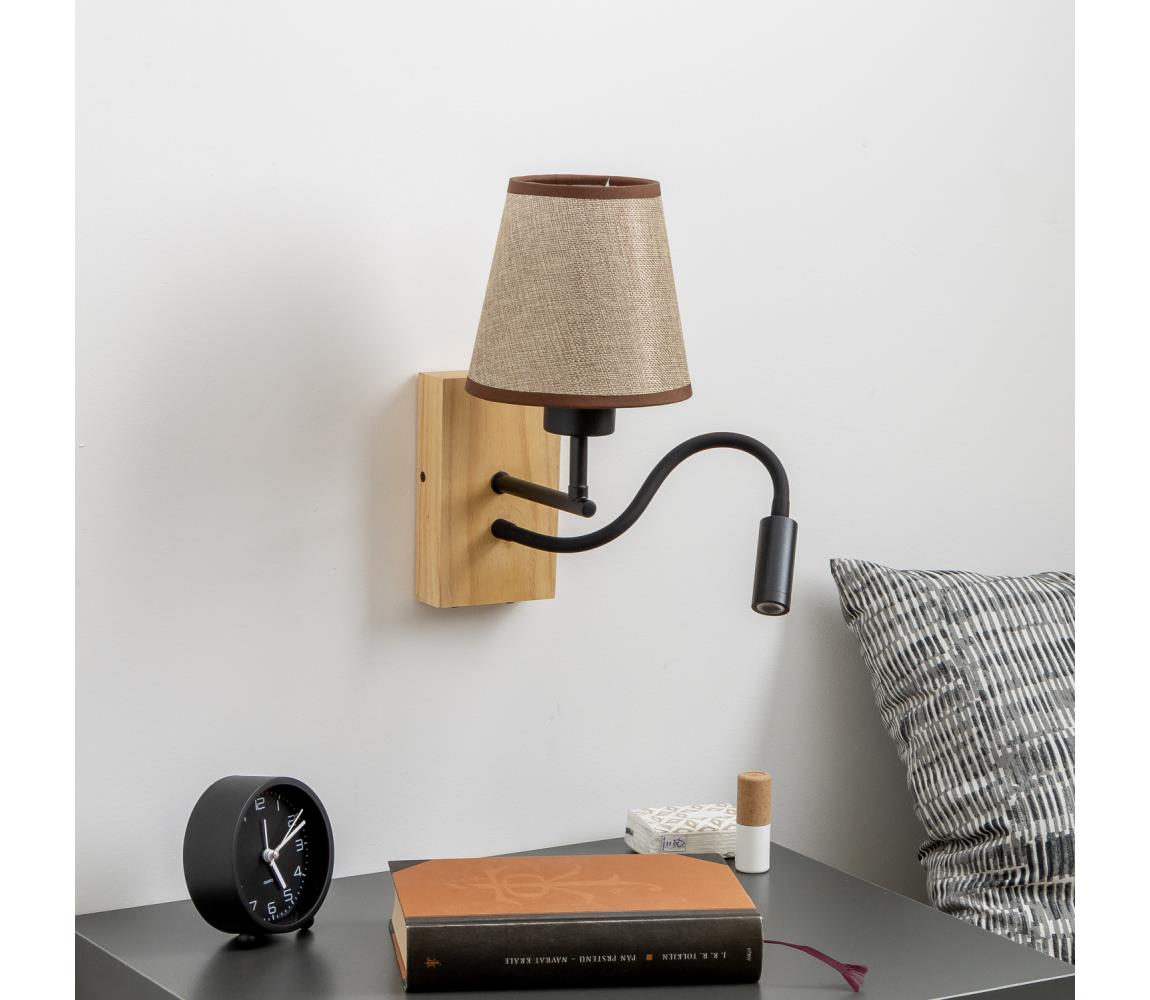 Brilagi - LED Nástenná lampa NUBILA WOOD 1xE27/25W/230V + LED/3W dub/hnedá BG1564+BG1570