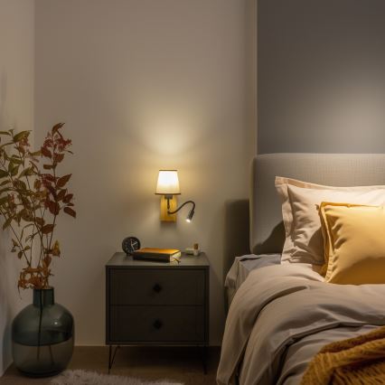 Brilagi - LED Flexibilná nástenná lampa NUBILA WOOD 1xE27/25W/230V + LED/3W dub/hnedá