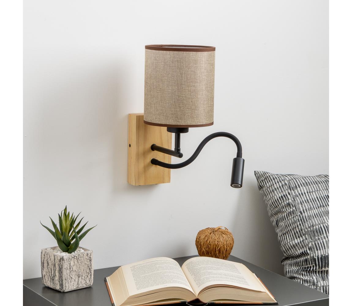 Brilagi - LED Nástenná lampa NUBILA WOOD 1xE27/25W/230V + LED/3W dub/hnedá BG1564+BG1583