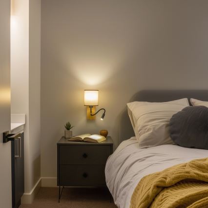 Brilagi - LED Flexibilná nástenná lampa NUBILA WOOD 1xE27/25W/230V + LED/3W dub/hnedá
