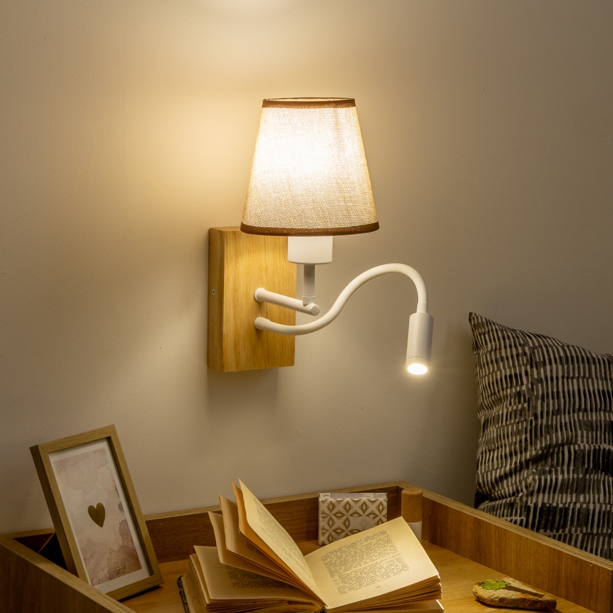 Brilagi - LED Flexibilná nástenná lampa NUBILA WOOD 1xE27/25W/230V + LED/3W dub/hnedá