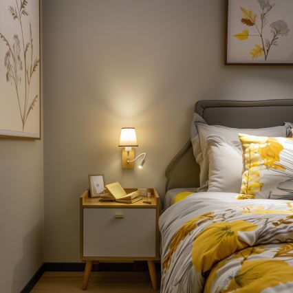 Brilagi - LED Flexibilná nástenná lampa NUBILA WOOD 1xE27/25W/230V + LED/3W dub/hnedá