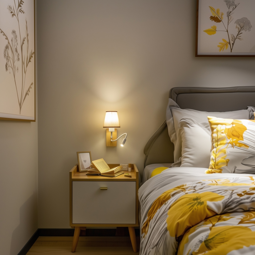Brilagi - LED Flexibilná nástenná lampa NUBILA WOOD 1xE27/25W/230V + LED/3W dub/hnedá