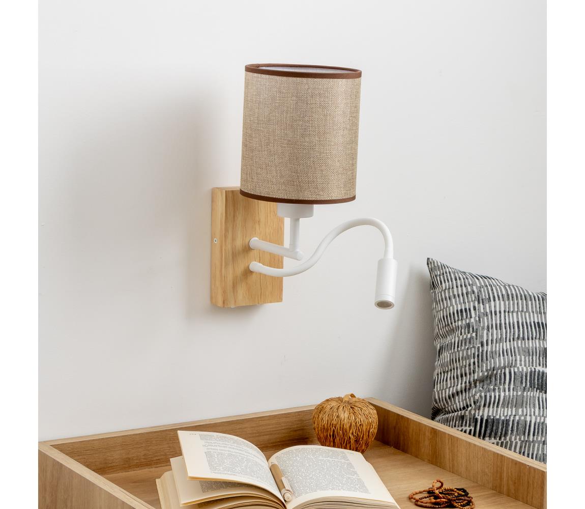 Brilagi - LED Nástenná lampa NUBILA WOOD 1xE27/25W/230V + LED/3W dub/hnedá BG1565+BG1583