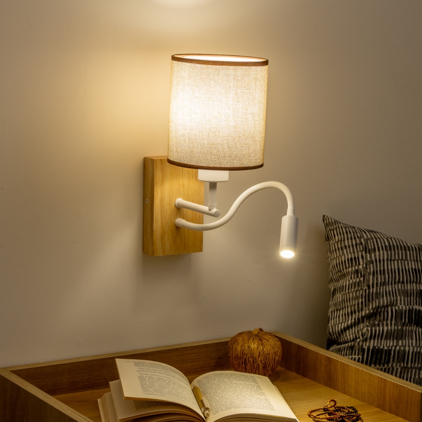 Brilagi - LED Flexibilná nástenná lampa NUBILA WOOD 1xE27/25W/230V + LED/3W dub/hnedá