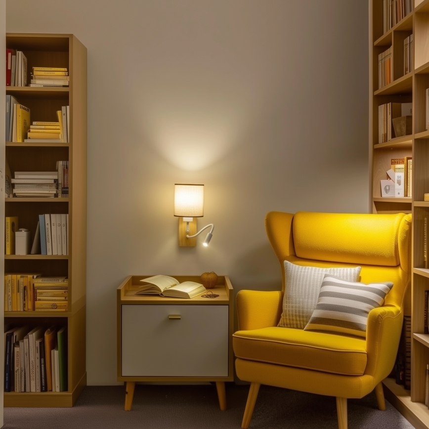 Brilagi - LED Flexibilná nástenná lampa NUBILA WOOD 1xE27/25W/230V + LED/3W dub/hnedá