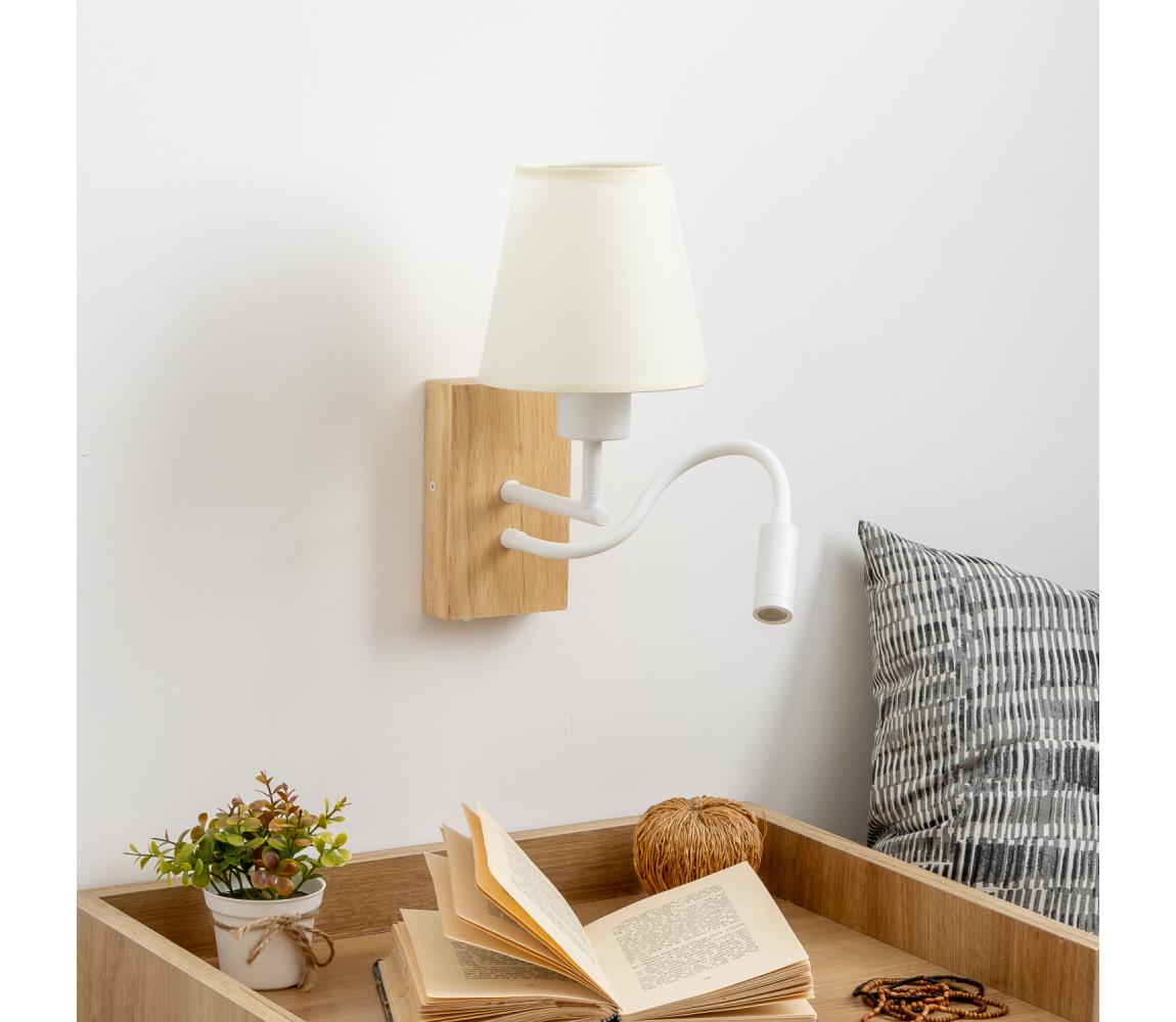 Brilagi - LED Nástenná lampa NUBILA WOOD 1xE27/25W/230V + LED/3W dub/krémová BG1565+BG1572