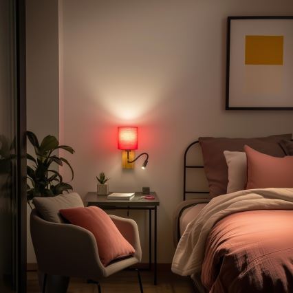 Brilagi - LED Flexibilná nástenná lampa NUBILA WOOD 1xE27/25W/230V + LED/3W dub/ružová