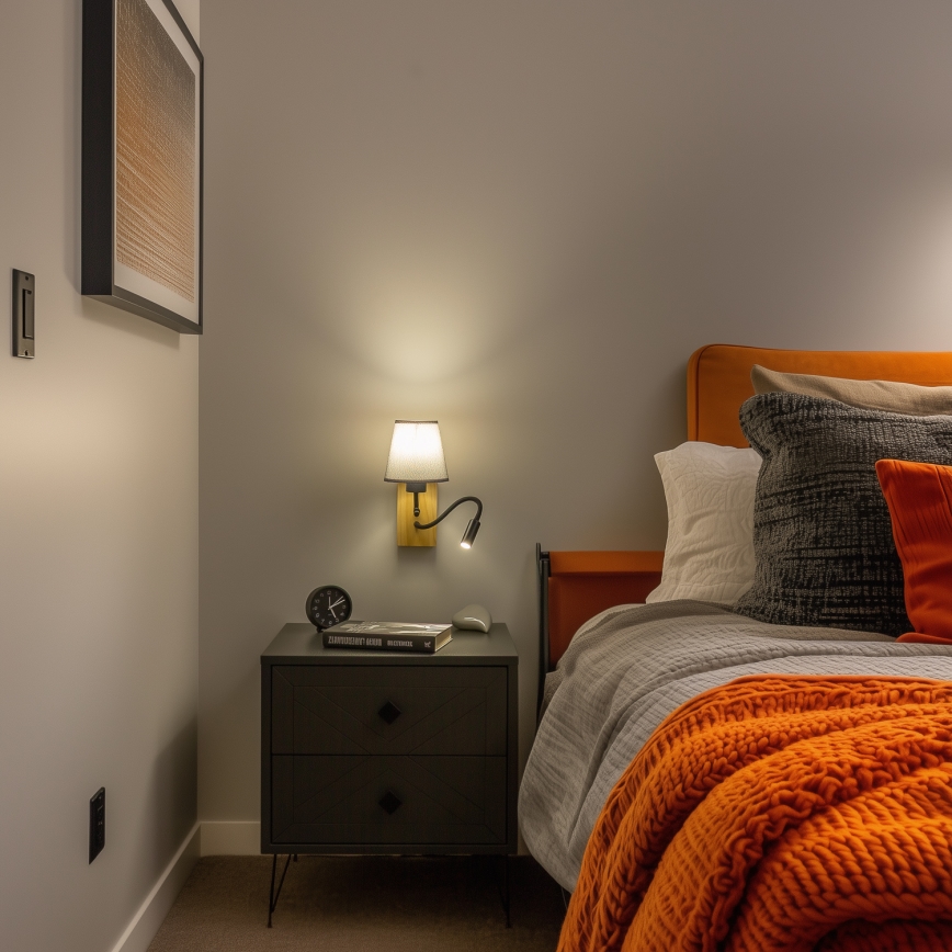 Brilagi - LED Flexibilná nástenná lampa NUBILA WOOD 1xE27/25W/230V + LED/3W dub/šedá